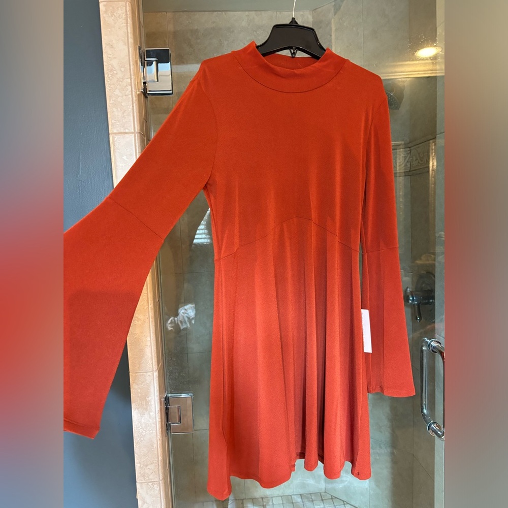 BCBGeneration fit and flare dress, NWT. Burnt orange/rust, size Medium.
